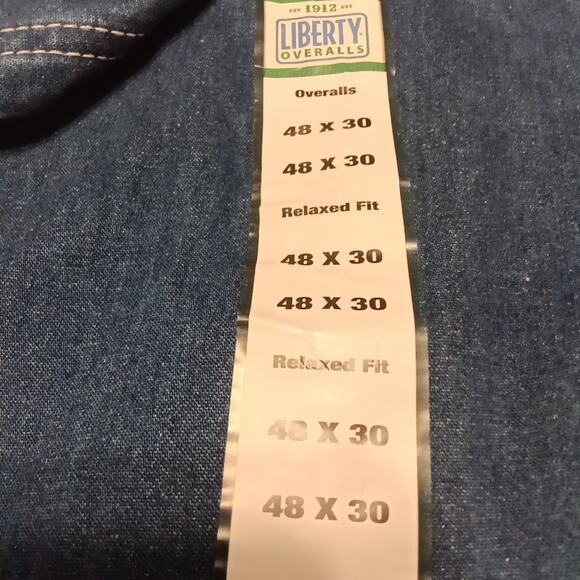 Liberty Bib Overalls Mens 48x30 Blue Denim Farmer Carpenter Workwear Utility - Picture 6 of 8